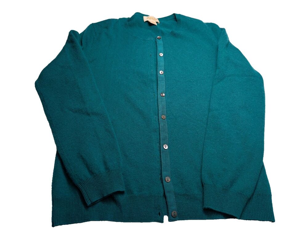 Peck & Peck Pure Cashmere Cardigan Sweater L Women's Soft Knit Top